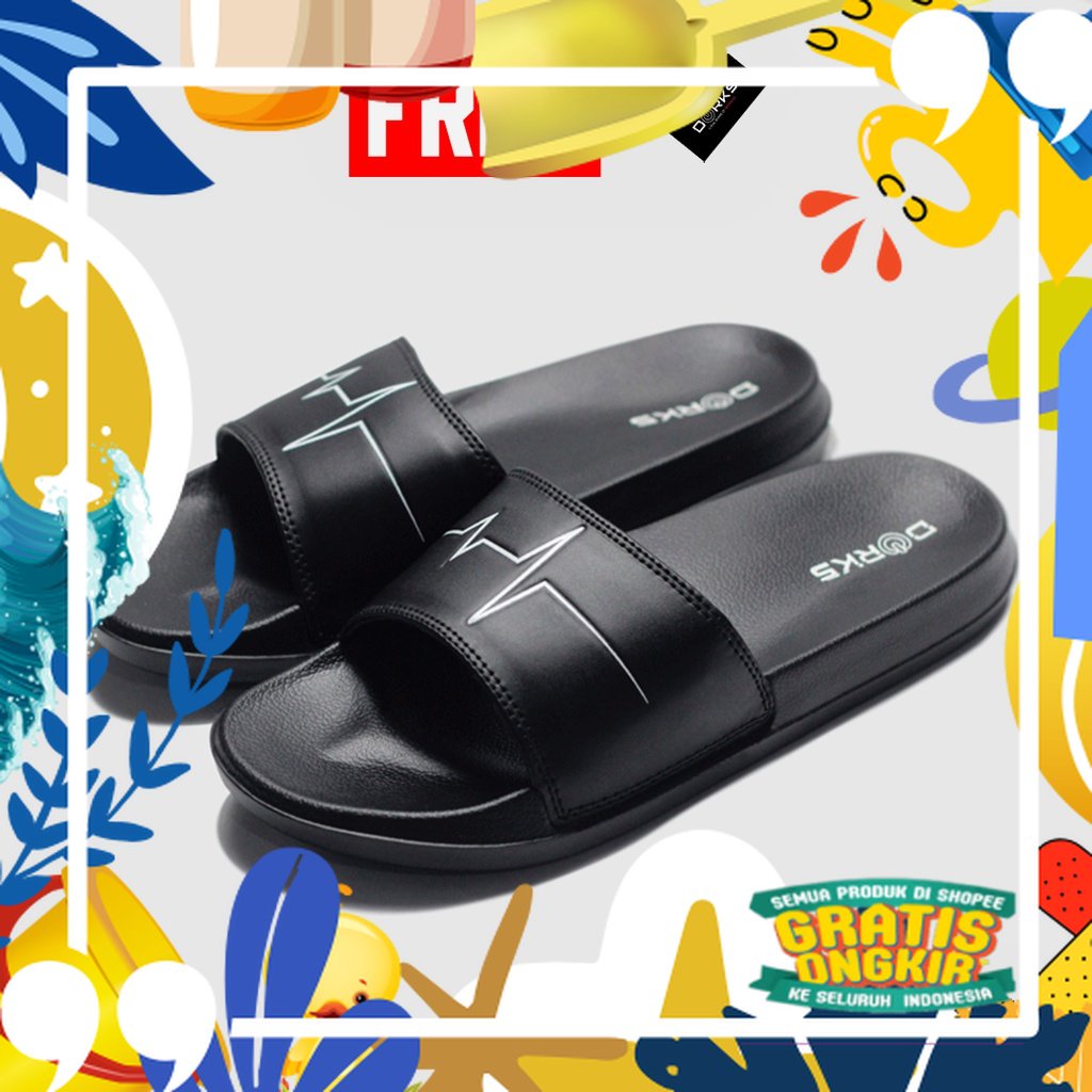 Dorks - Beat Black Sandal Slop | Sandal Pria | Sandal Wanita/ merah putih biru polos