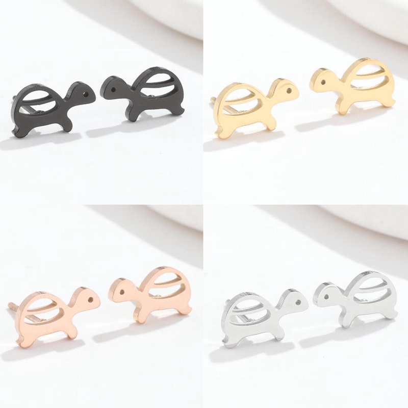 Anting Kura-Kura Lucu Stainless Steel Turtles Stud Earring Hewan Kecil Ear Studs Untuk Wanita Gadis Perhiasan Hadiah