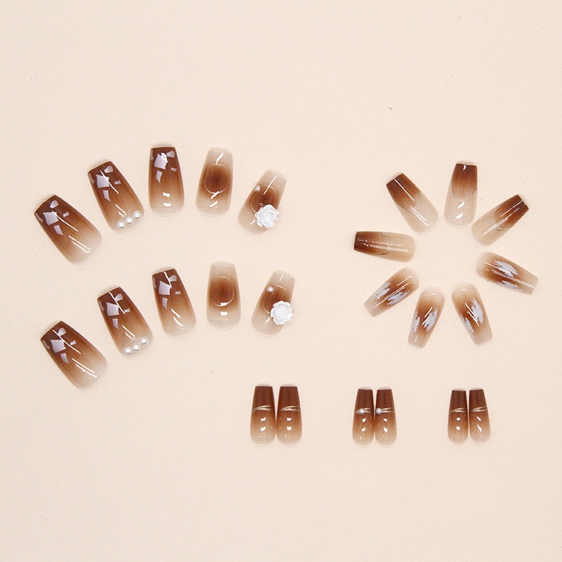 Z611 New Fashion Cantik Berlian Imitasi Dekorasi Kuku Palsu 24pcs/box