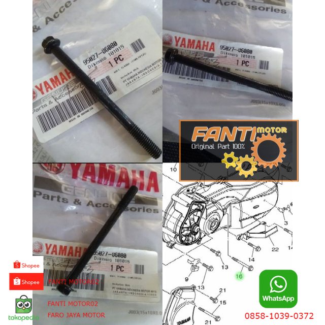 BOLT FLANGE 95027-06080 BAUT TENGAH CVT YAMAHA XEON KARBU XEON RC PART ORIGINAL YAMAHA