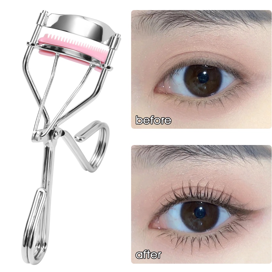 [Unggulan] 1pc 3D Curling Stainless Steel Penjepit Bulu Mata Sisir Pengeriting Bulu Mata Portable Penjepit Bulu Mata Wide-angle Partial Eyelash Curler Untuk Wanita