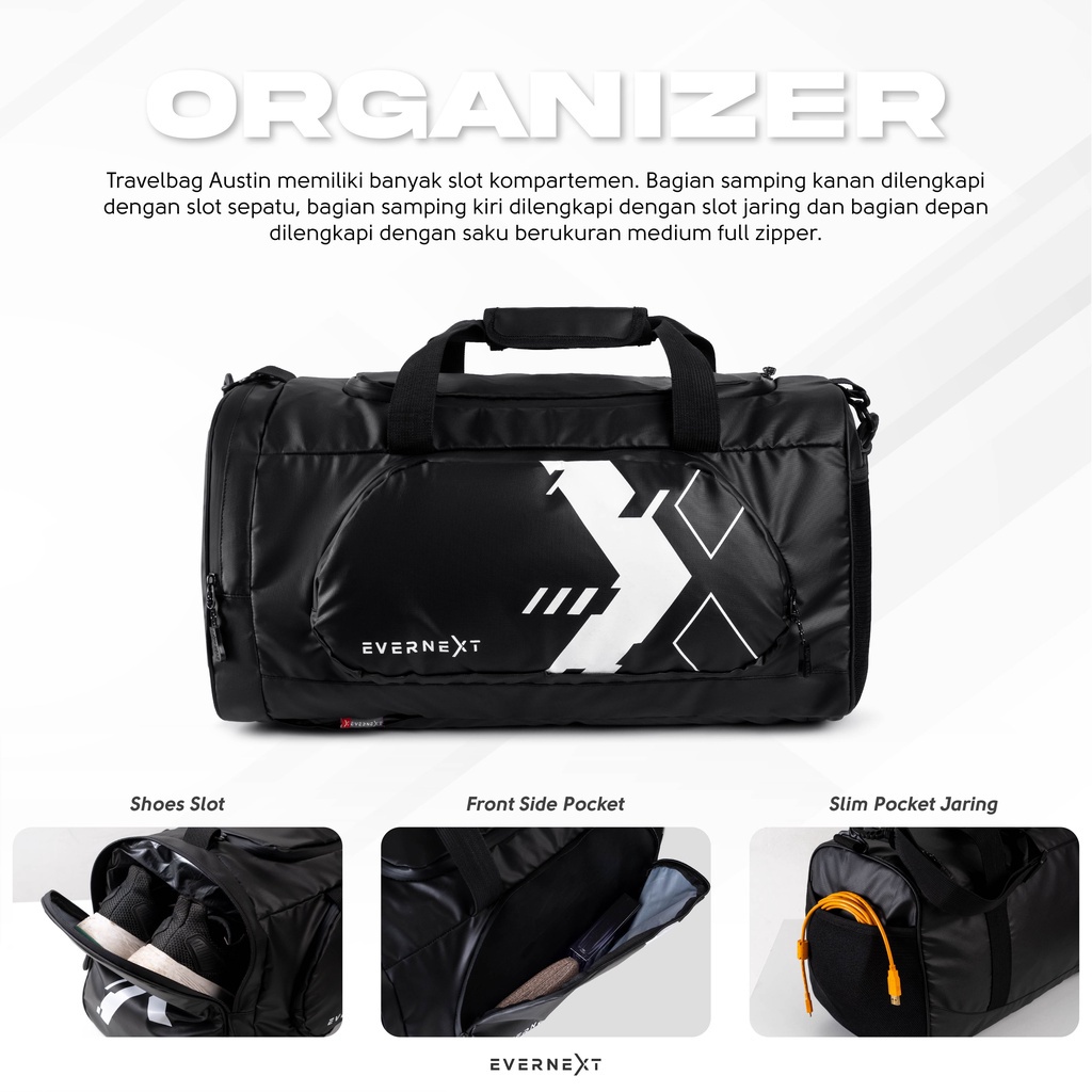 Tas Gym Ukuran Besar Tas Travel Hitam Tas Olahraga Gym Outdoor Backpacker Multifungsi – HITAM