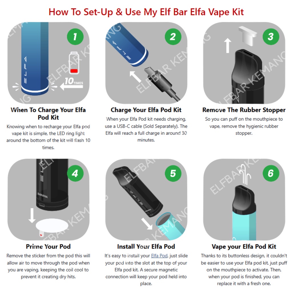 Elfbar Elfa 4ML Device Only | Elf Bar Elfa Prefilled Pod Kit | Cartridge Prefilled Pod Device | Reusable Elfbar Elfa Series