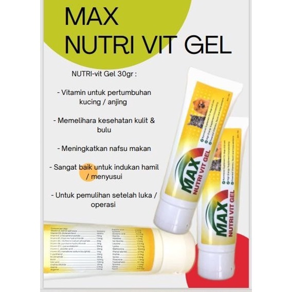 Max Nutri Vit Gel Vitamin Suplemen Kucing 30gr