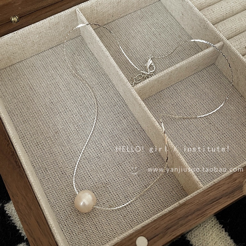 Kalung Mutiara Minimal New Feminin Leher Rantai Lock Bone Chain