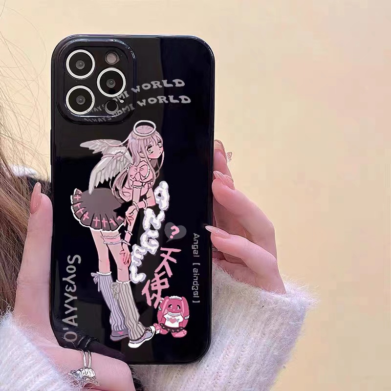 IPHONE Ins Pola Gadis Cantik Cocok Untuk Iphone14 14pro 14plus 13 13pro 13prm iPhone12 7Plus 8Plus Xr XS 13 Pro Max Empat Sudut Casing Ponsel Tahan Guncangan