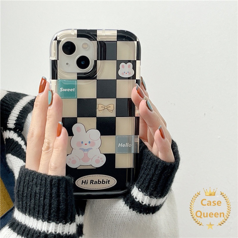 Checkerboard Shockproof Anti Jatuh Airbag Case Realme C25s C20A C11 2021 C20 C15 C11 C12 C21Y C25Y C33 C35 C25 5i 5s C11 2020 C3 C1 C2 6i 5kartun Lucu Beruang Kelinci Couple Soft Cover