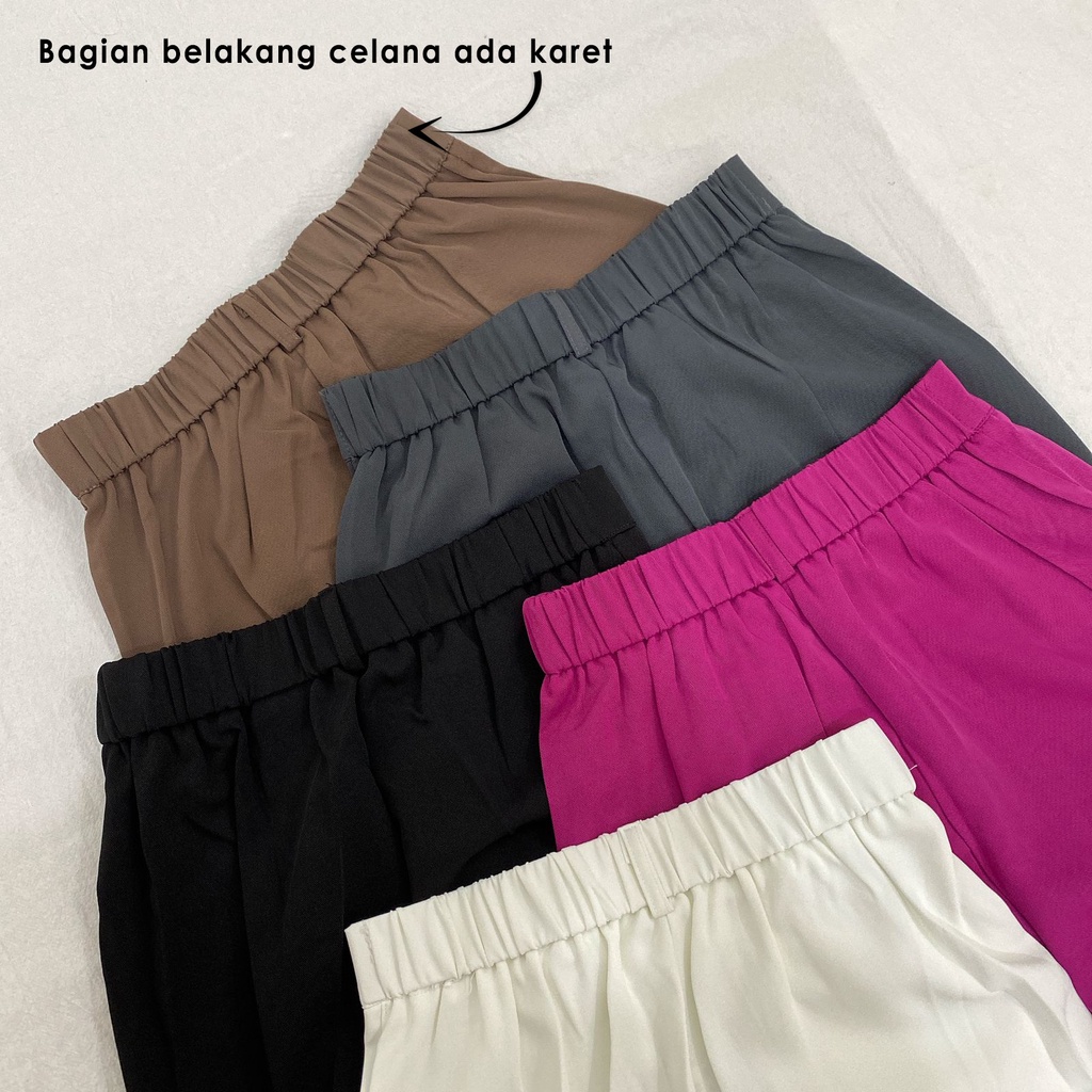 BEARYJEANS Celana Kain Wanita Highwaist Kulot Fabric Cullotes Straight Pants Celana Kulot Kasual Celana Wanita - BJ018