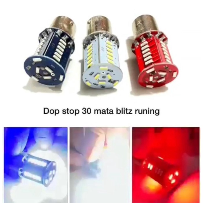 cod Lampu Rem Stop LED Bayonet 30 Mata Running Kedip Kaki 2 universal - Putih