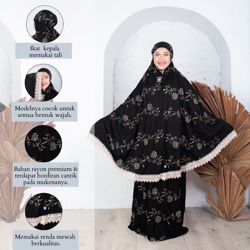 Limited Mukena Dewasa Mukena Dewasa Rayon Bordir Gracella Putih Jumbo Premium Bunga Teratai By Shabr