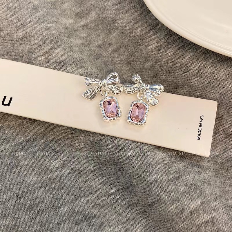 Gadis Fashion Ikatan Simpul Kubus Pejantan Anting Kristal Stud Earrings