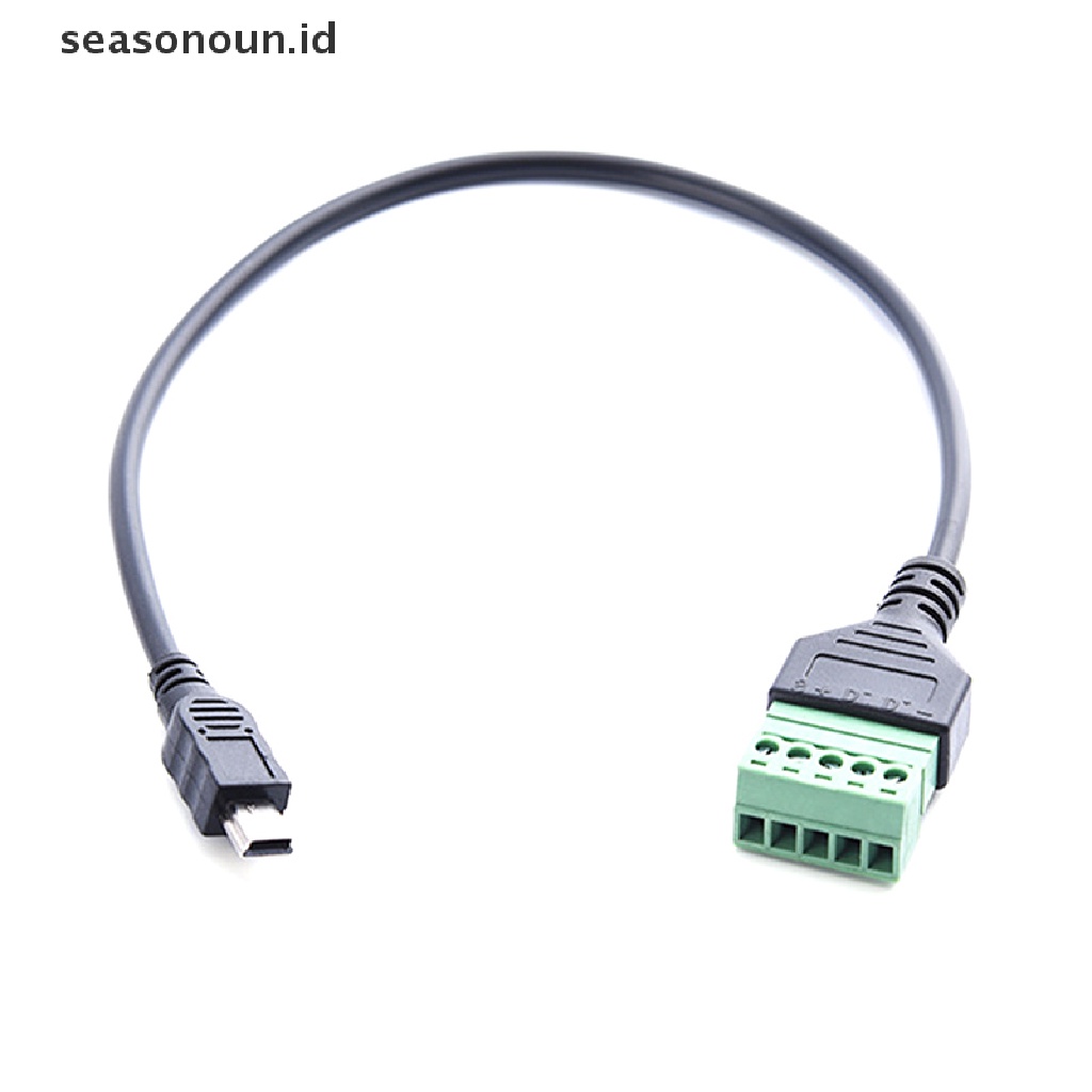 Seasonoun Konektor Sekrup Mini USB Male to 5pin Dengan Kabel Adapter Colokan Terminal Shield.