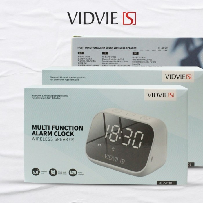 Vidvie S 3in1 Speaker Bluetooth With LED Alarm Clock XL SP901 - White