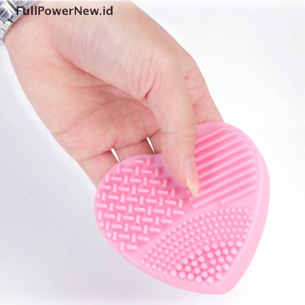 Power Brush Cuci Kuas Silikon Bentuk Hati Makeup Brush Cleaner Pembersih Kosmetik ID