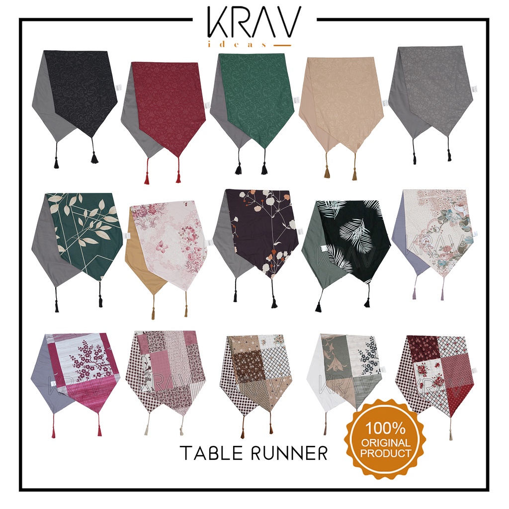 Taplak Meja Table Runner Ruang Tamu Minimalis Makan Cantik Mewah Kain Aeshtetic Bundar Oval Panjang 