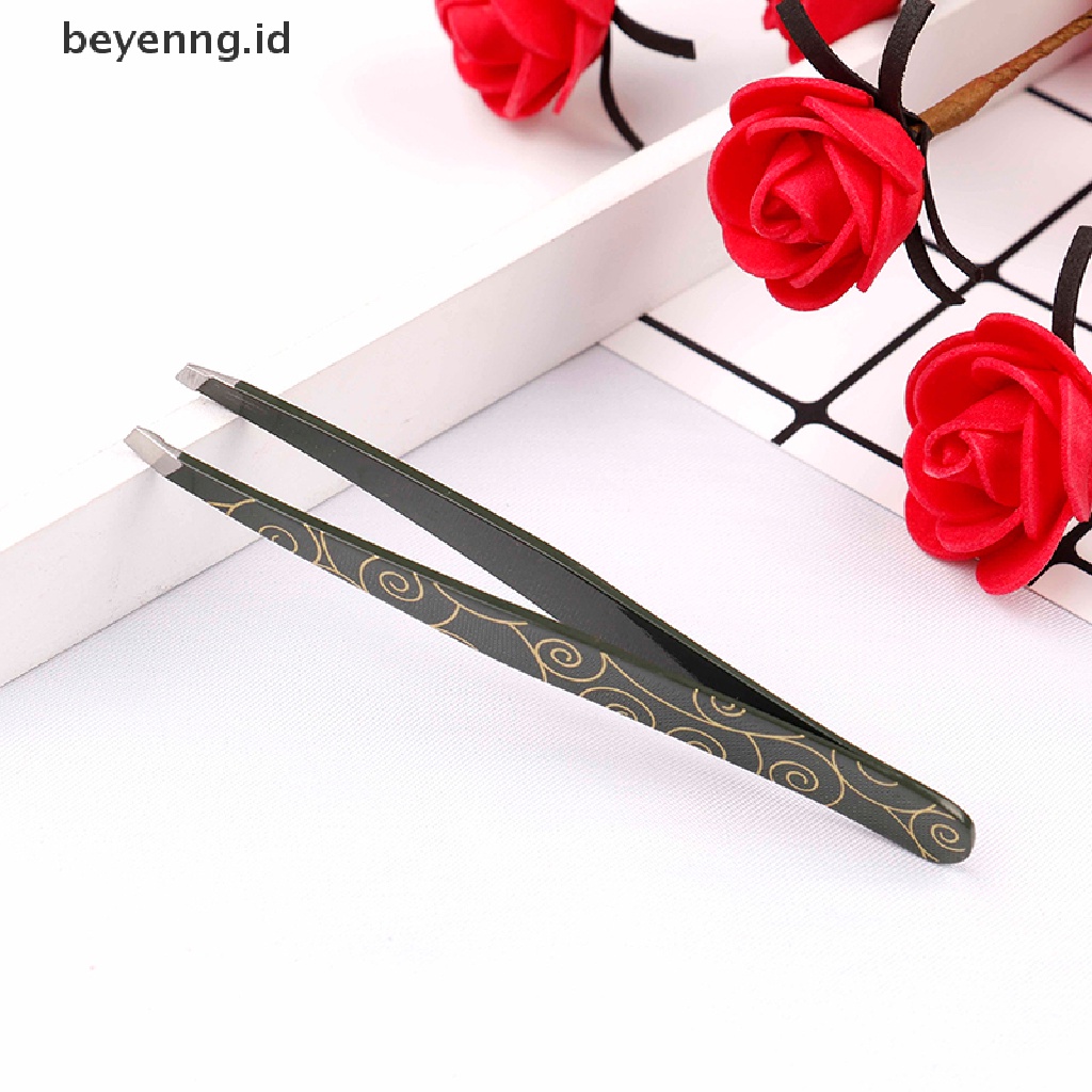 Beyen Professional eyebrow  hair beauty slanted stainless steel tweezer ID