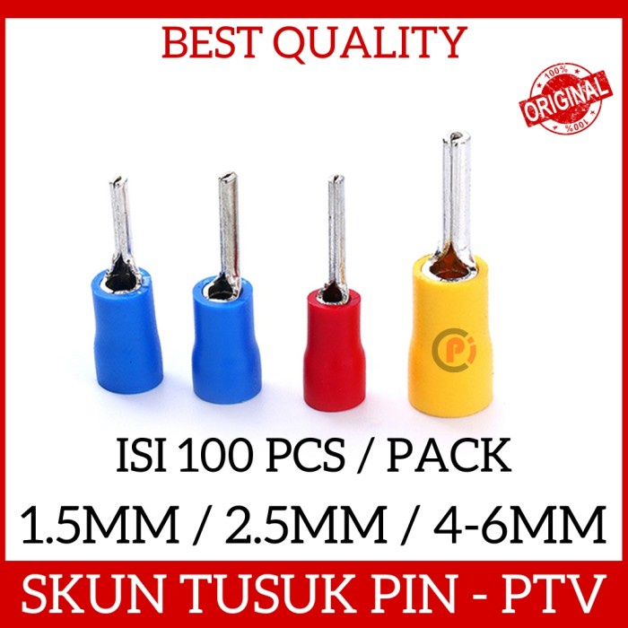 Isi 100 Pcs Skun Kabel Tusuk Pin PTV 1.25 -10 / 2 - 12 / 5.5 - 13