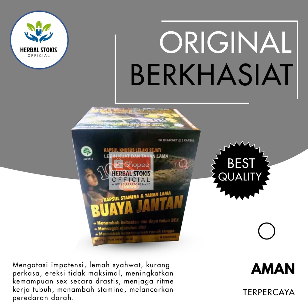 

Suplemen Kapsul Herbal Buaya (Jantan) 10X Original Jamu Pria (Kuat) Tahan Lama isi 20 Kapsul