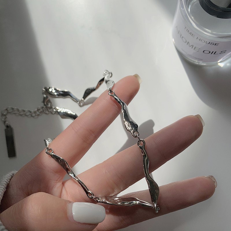 We Flower Punk Retro Perak Logam Rantai Choker Pendek Kalung Untuk Wanita Gadis Bergaya Geometris Blok Chain Necklaces Hip Hop Perhiasan Aksesoris
