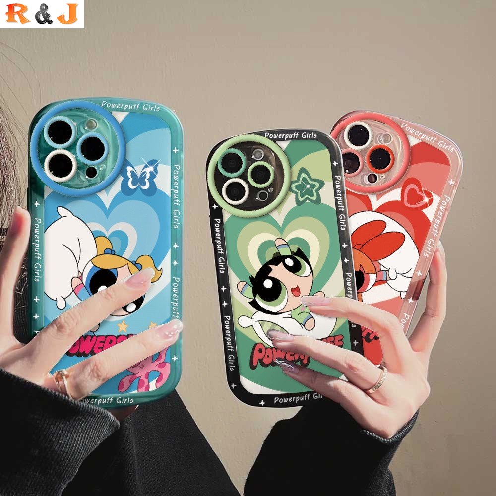 Casing Kartun Samsung A14 A13 A02S A03 A03S A30S A11 A12 A51 A30 A50 A52 A20S A10S M11 M12 J7 Pro J7 Prime J4 Plus PowerpuffGirls Gradient Love Lembut Silikon Phone Cover