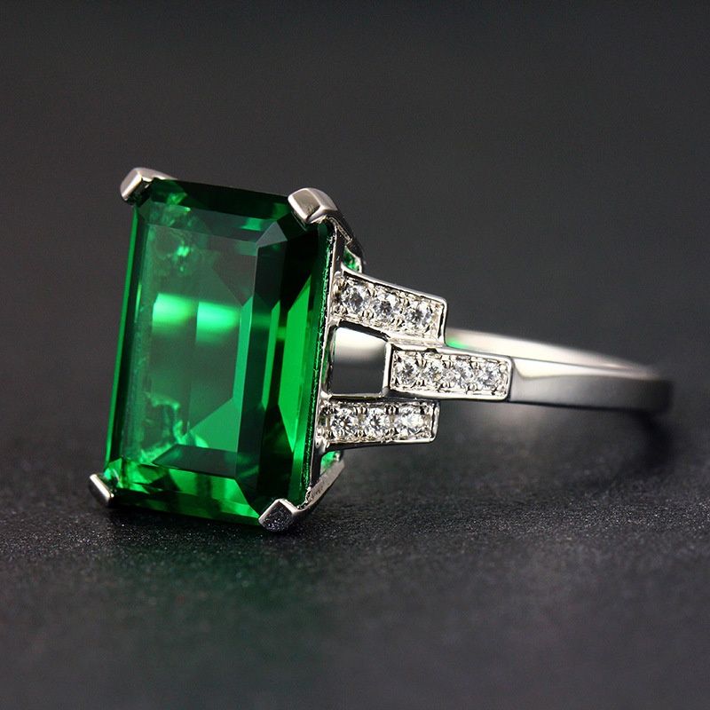 Goldkingdom Aksesoris Perhiasan Fashion Ready Stock Zamrud Cincin Perak Berlapis Warna Pokla Square Color Gemstone Tourmaline Ring Cincin Untuk Wanita