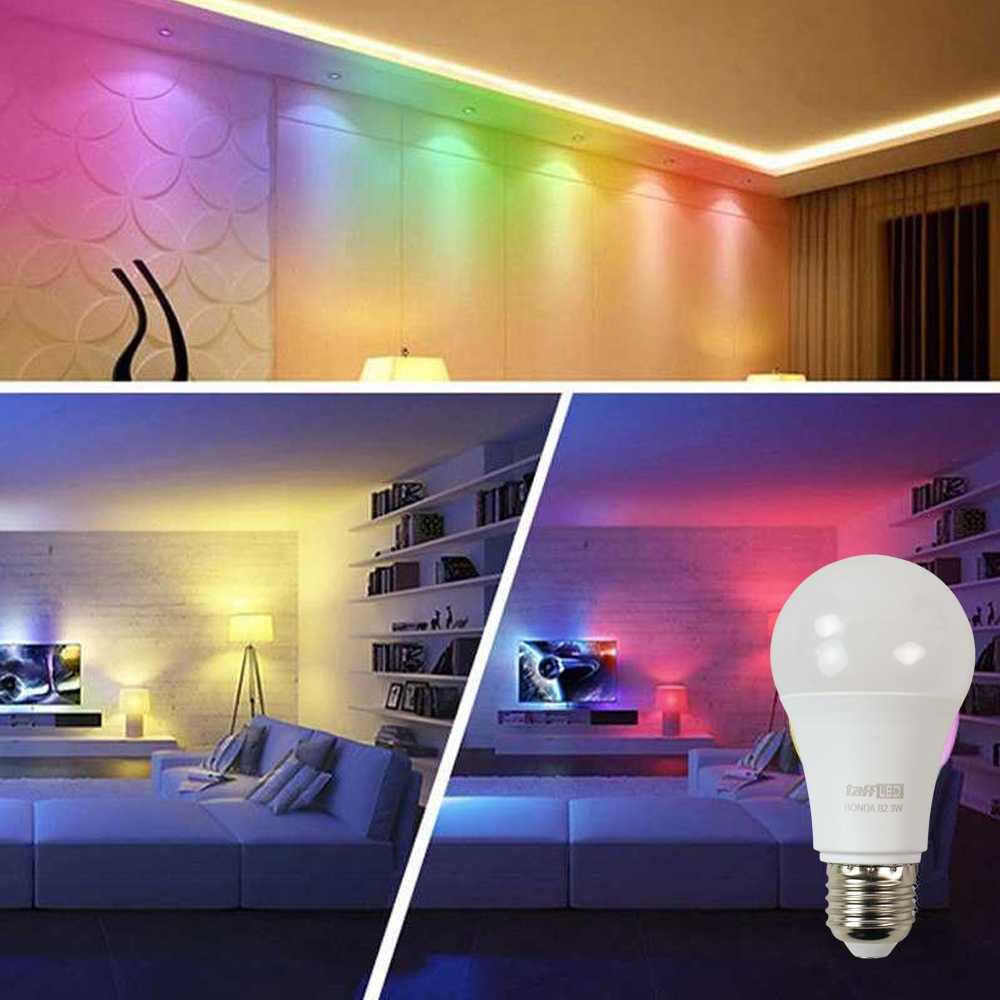 (BISA COD) FTIHSHP LED Lampu Bohlam RGB dengan Remote Control E27 3W - B2