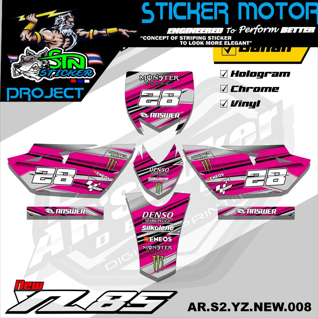 Yz85 Stiker Striping Motor TRAIL YZ85 NEW - Stiker Trail Bebek Yz 85 New Variasi Hologram AR.S2 08