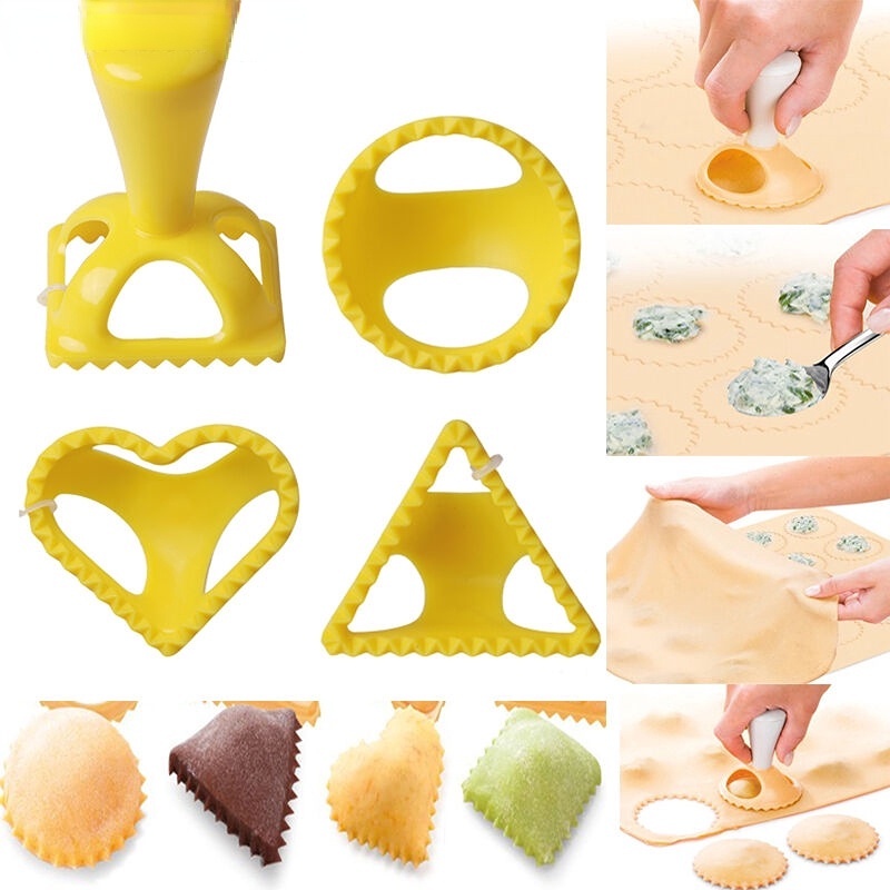 4pcs/set Dumpling Mould Dough Press Cutter Cookie Biscuit Molds DIY Ravioli Fruits Pie Pastry Mold Kitchen Baking Tool