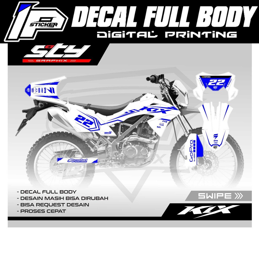 DECAL KLX BF BIRU PUTIH FULL BODY