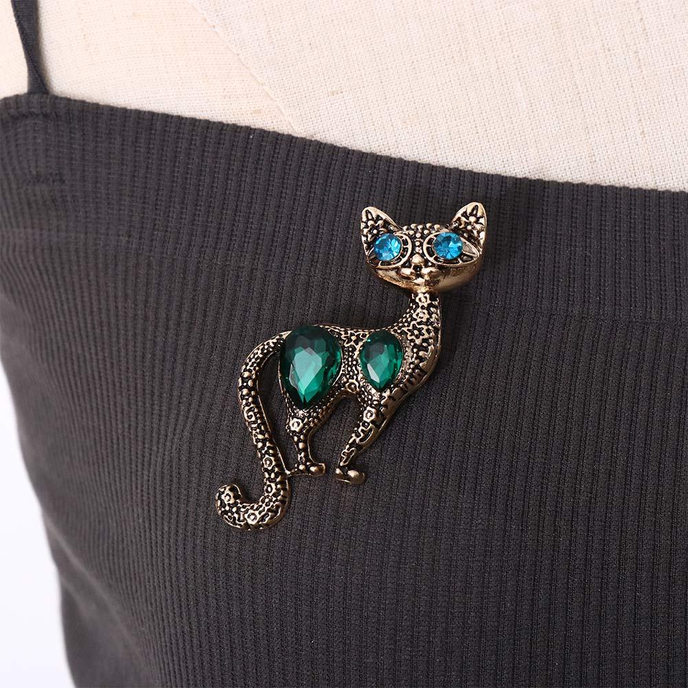 Agustina Wanita Bros Lucu Kreatif Elegan Korsase Cat Suit Kitten Kristal Aksesori Pakaian