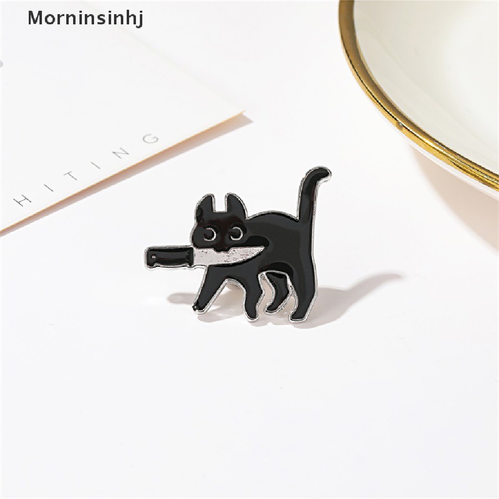 Mornin Kartun Kreatif Kucing Hitam Pemodelan Pop Enamel Pin Kerah Lencana Bros id