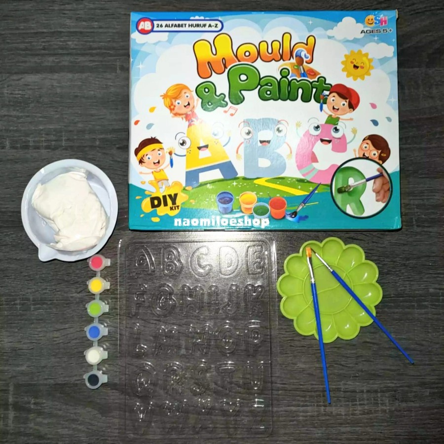 Mainan Edukasi Mould &amp; Paint/ Mainan Edukasi Anak Melukis DIY Anak/ Mainan Anak Mencetak dan Mewarnai Alfabet Huruf