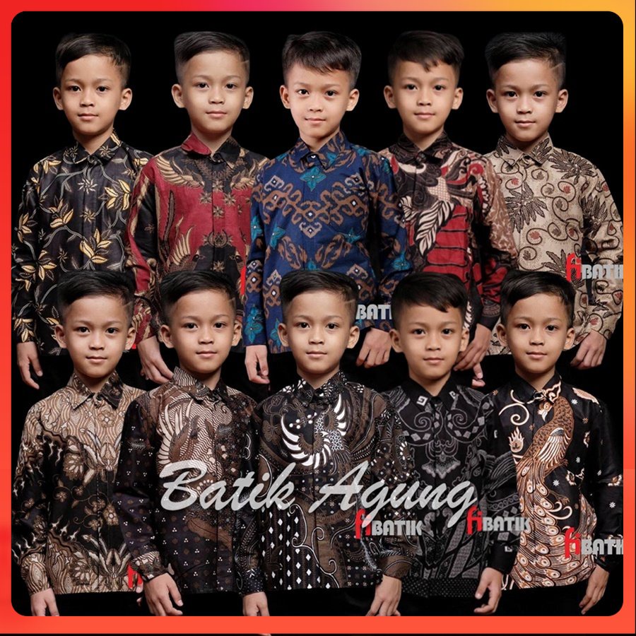 Baju Batik Anak Lengan Panjang Usia 2-13 Th Kemeja Formal Pesta Anak Cowo Laki Laki Modern Premium butikdian