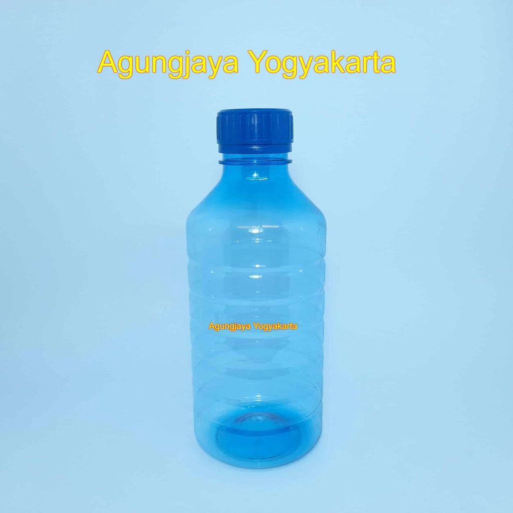 Botol PS 1 Liter Biru Trans Segel Kecil / Botol Plastik / Botol Kimia / Botol Pupuk Cair / Botol Mad