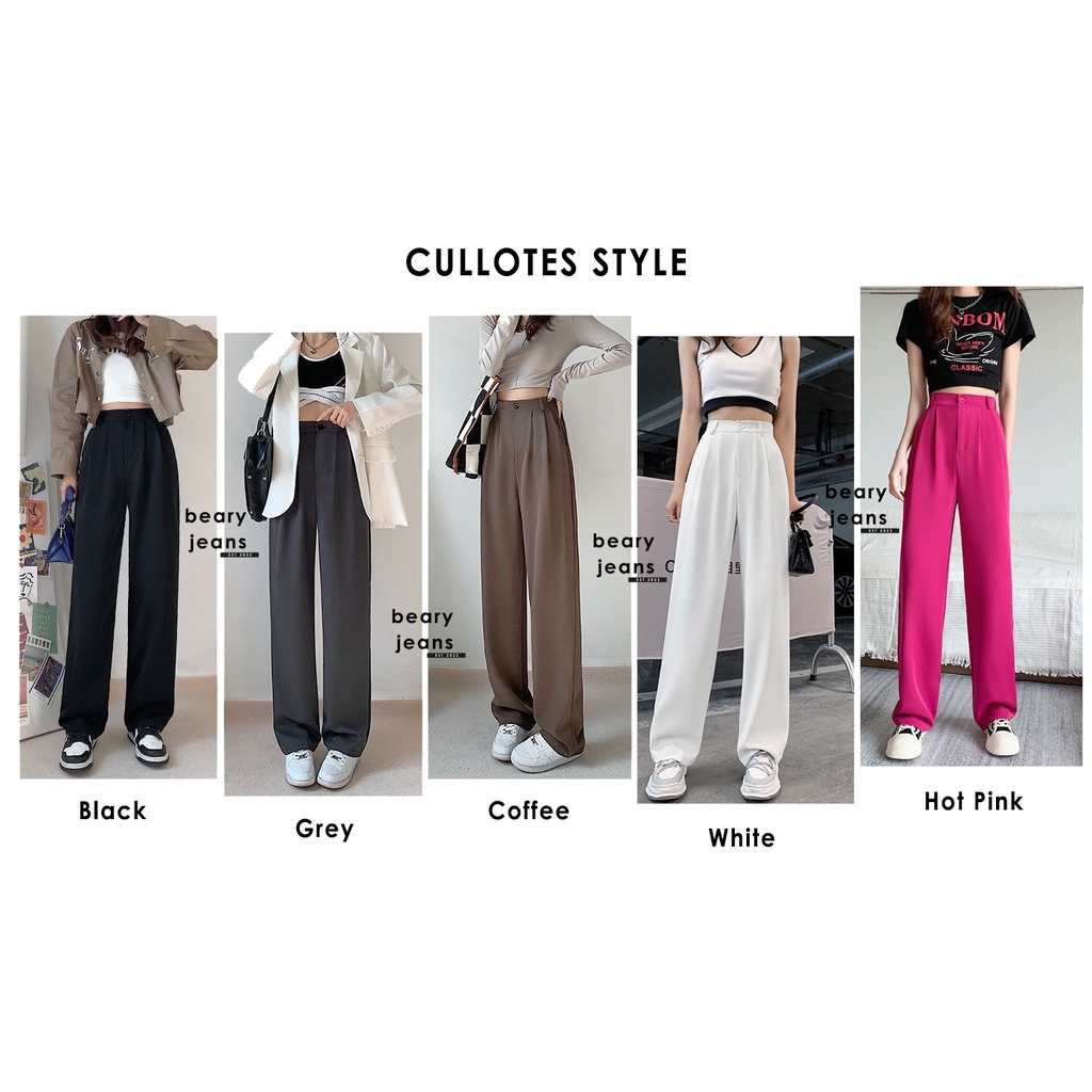 BEARYJEANS Celana Kain Wanita Highwaist Kulot Fabric Cullotes Straight Pants Celana Kulot Kasual Celana Wanita - BJ018