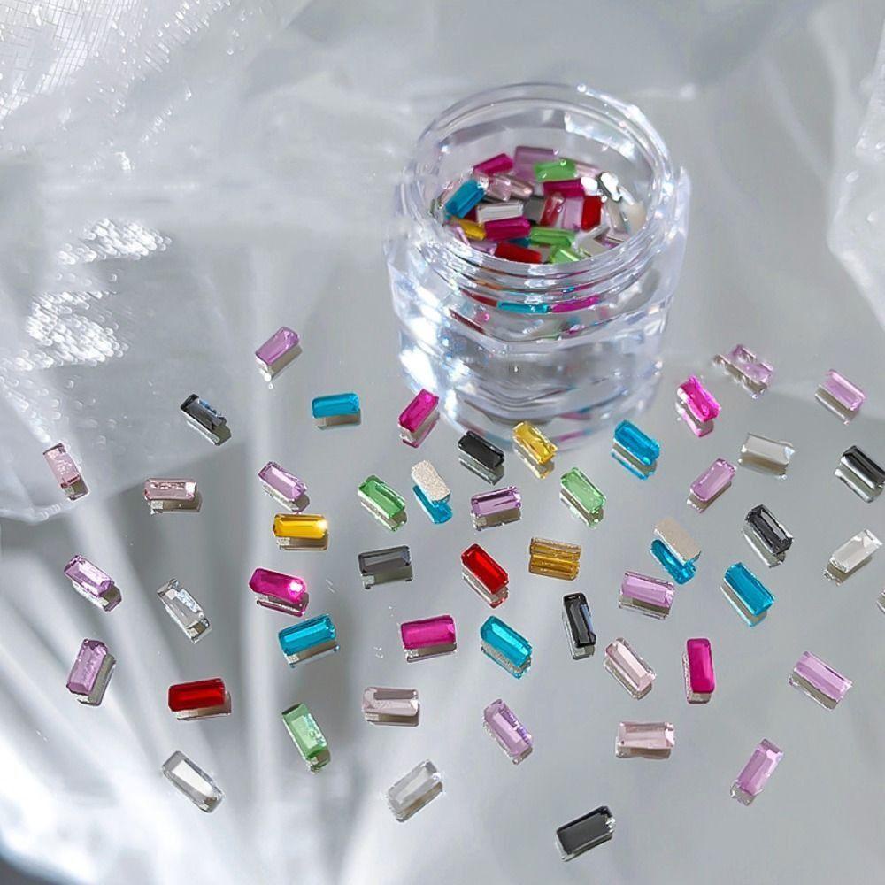 Needway   Hiasan Kuku Batu Kristal Isi 50pcs Jantung Peach Berwarna Kristal Untuk Aksesoris Kuku Manicure Mixed Nail Charms