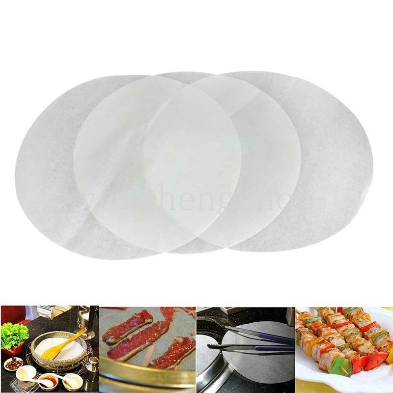 500pcs/set Kertas Kukus Bulat Microwave Oven Baking Paper Liner Oil-proof BBQ Grill Paper Pastry Dim Sum Bun Non Stick Pads Hamburger Patty Blotting Kertas Minyak