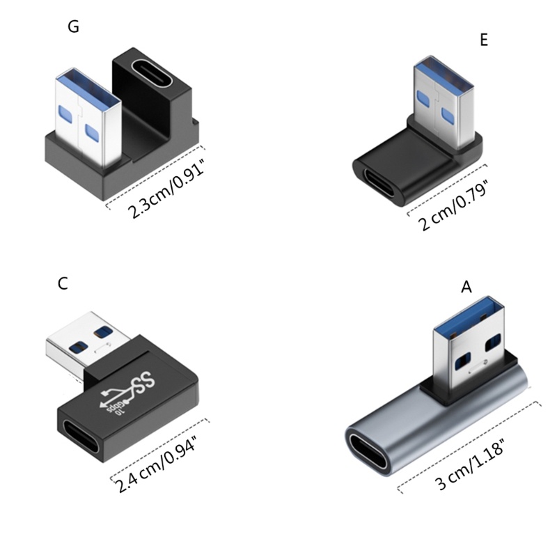 Vivi 90derajat Kanan Atas Bawah Siku USB3.0 Male to Type C Female Extension Adapter Untuk Laptop PC Chargers Ekstensi Conv