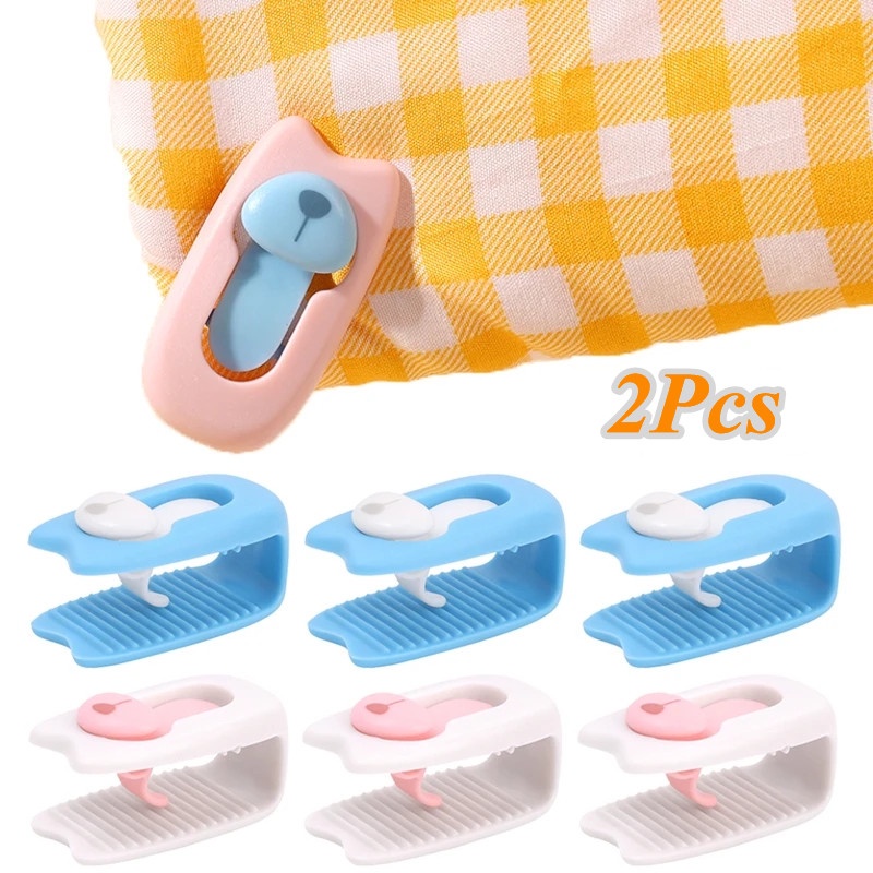 2pcs Beruang Tanpa Jarum Tahan Lama Quilt Holder Untuk Sprei Non-Slip Pengikat Klip ABS Selimut Fixer Rumah Tangga Anti-run Gesper