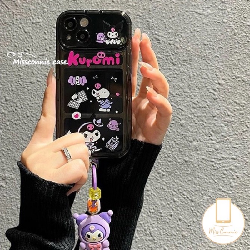 IPHONE Kartun Imut Kuromi Casing Ponsel Kompatibel Untuk Iphone7 8 14 Plus11 12 13 14 Pro MAX XR X XS MAX SE Indah Kreatif Flip Make Up Cermin Silicon Shockproof Soft TPU Case