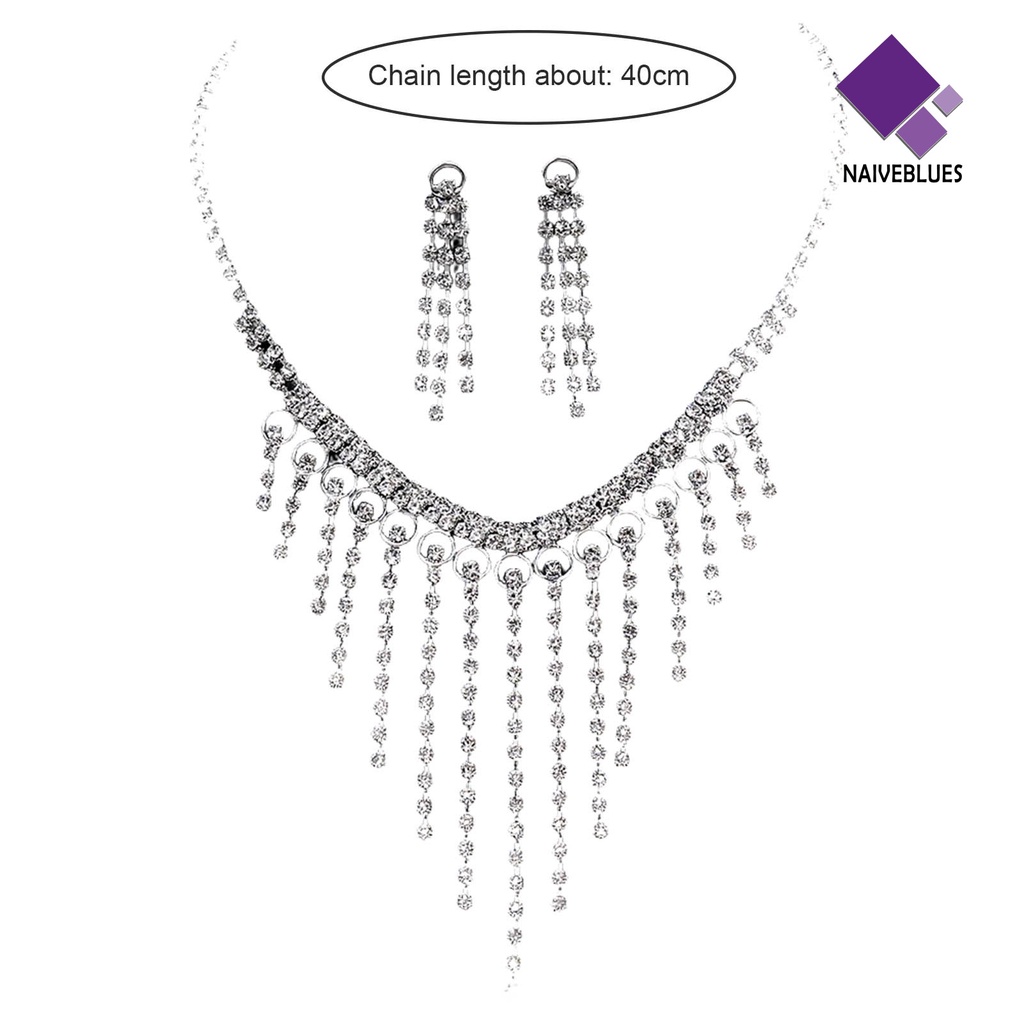 Naiveblue &gt; 1set Anting Rumbai Bertatahkan Temperamen Pengerjaan Indah Gloss Rumbai Shinyny Aksesori Berat