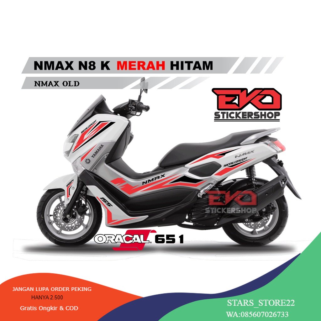(PREMIUM) Sticker Nmax Putih cutting stiker striping nmax 2016 2017 2018 2019 NEW DESAIN 2023