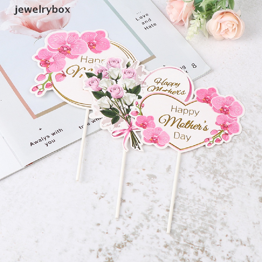 [jewelrybox] Hiasan Cupcake Dessert Bunga Hati Happy Mother's Day Birthday Cake Toppers Butik