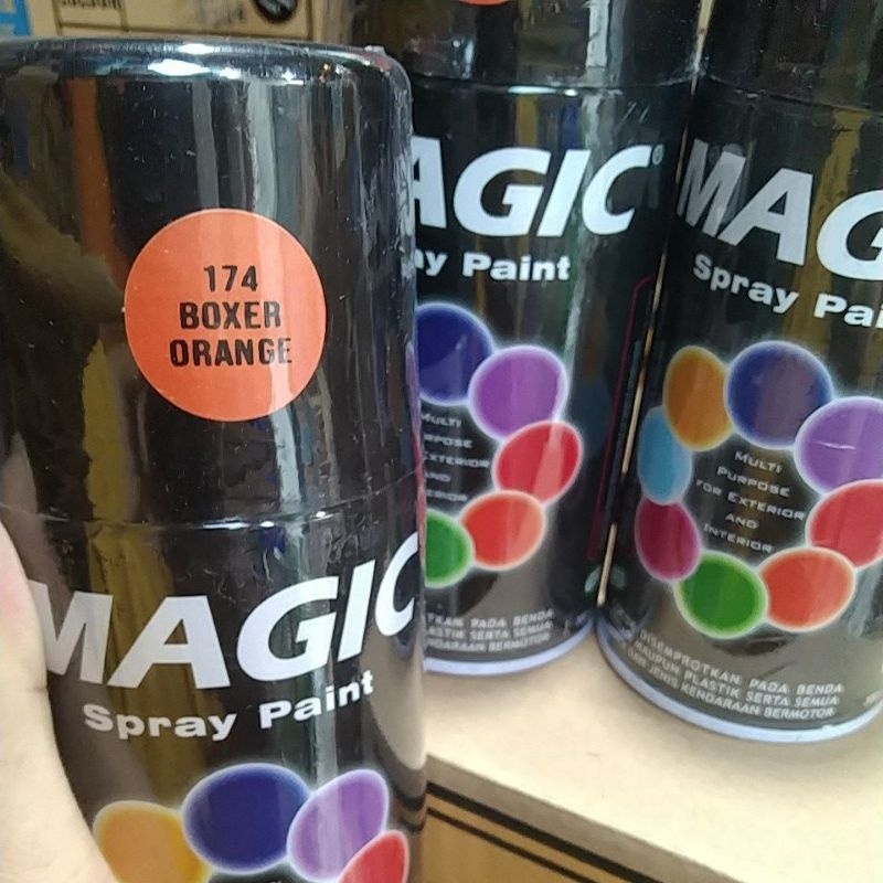 cat semprot pilok pilox magic spray paint magic boxer orange 174 300cc orange metallic