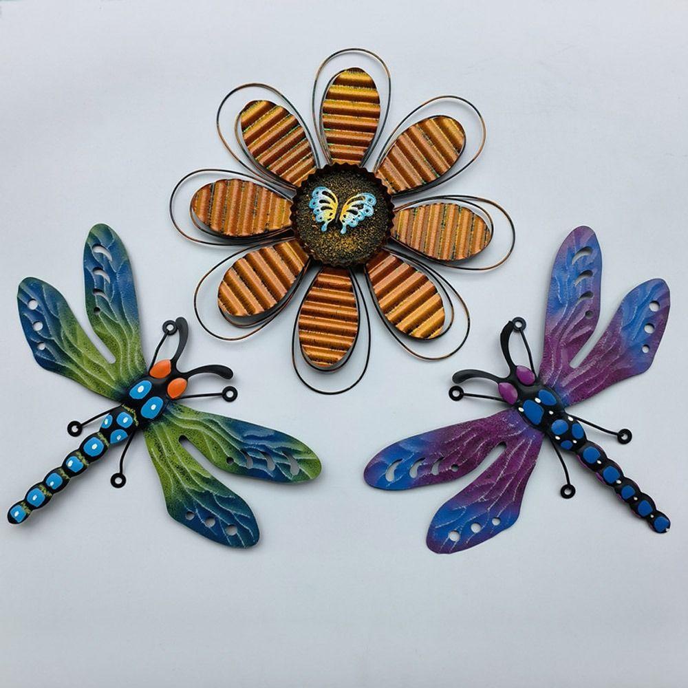 TOP Bee Dragonfly Wall Art Hiasan Dekorasi Patung Besi Art Bee Hiasan Dalam Ruangan