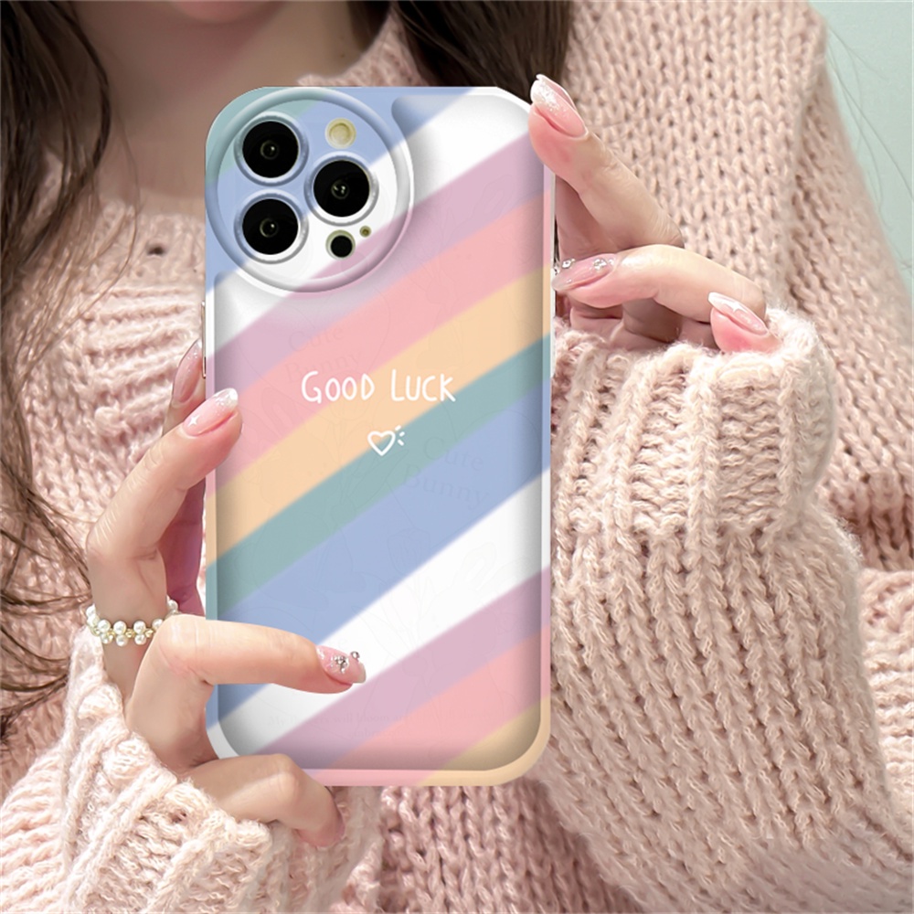 Oppo A57 A16 A16K A17 A5S A12 A3S A12E A92 A52 F1S A53 A33 A31 A9 A5 A15 A15S A54 F9 C1 Rainbows and Care bears Bantalan Udara TPU Phone Case Cover DGX