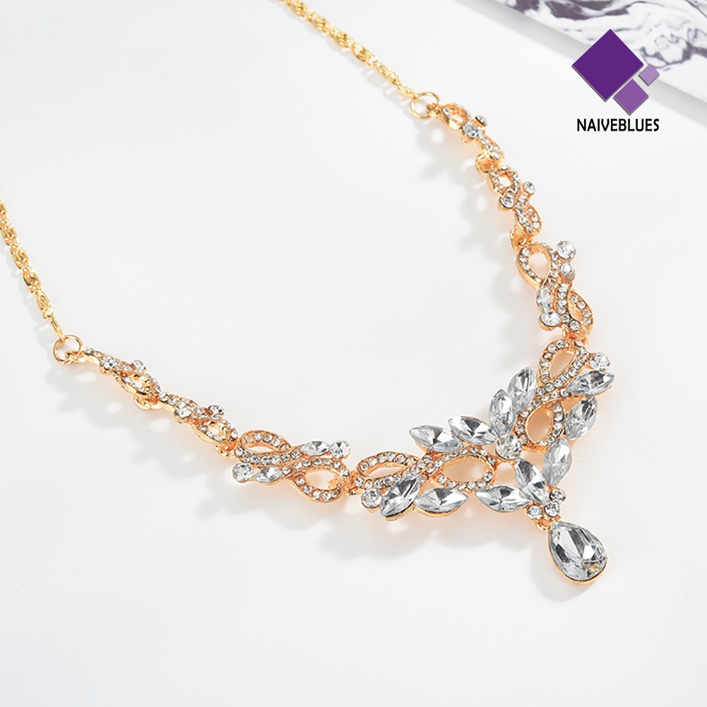 Naiveblue &gt; Set Perhiasan Fashion Wanita Drop Hollow8 Liontin Kalung