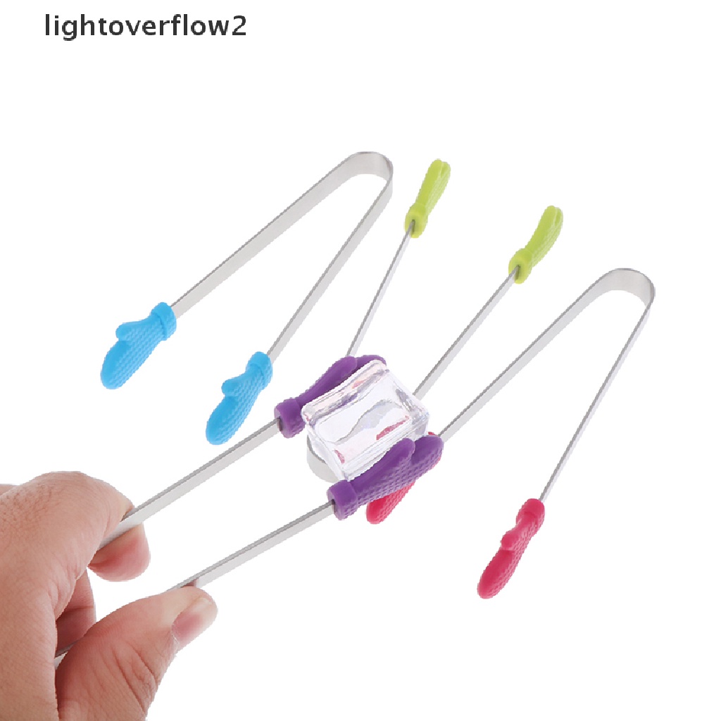 [lightoverflow2] Penjepit Makanan Silikon Sarung Tangan Berbentuk Stainless Steel Non-slip Es Permen Food Clip [ID]