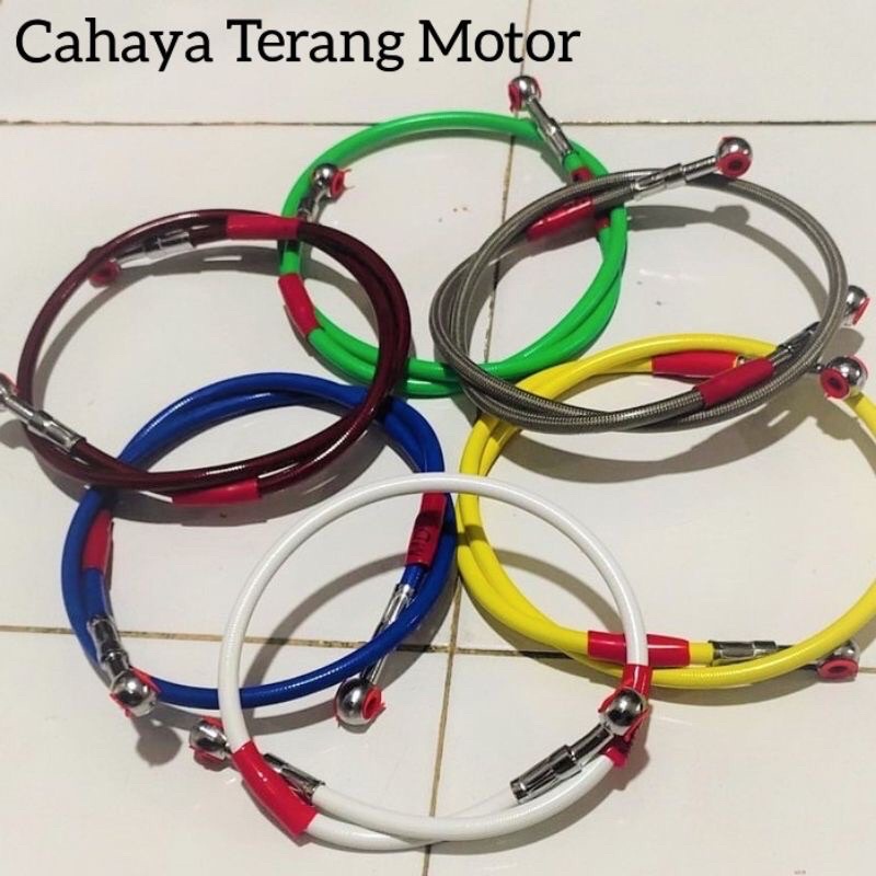 New Selang Rem Depan & Belakang variasi Carbon Warna Model TDR 60cm 100cm 130cm Universal Motor Beat