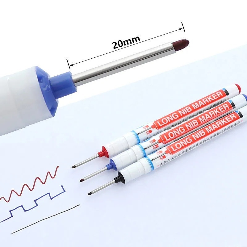 Penanda Kedalaman Kepala Panjang Serba Guna 20mm/3warna Woodworking Deep Hole Marker Pen